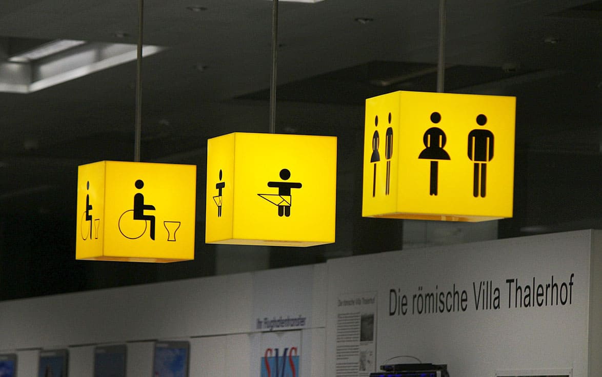 żółte znaki toaleta